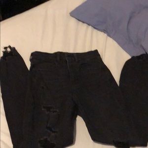 Black distressed American eagle